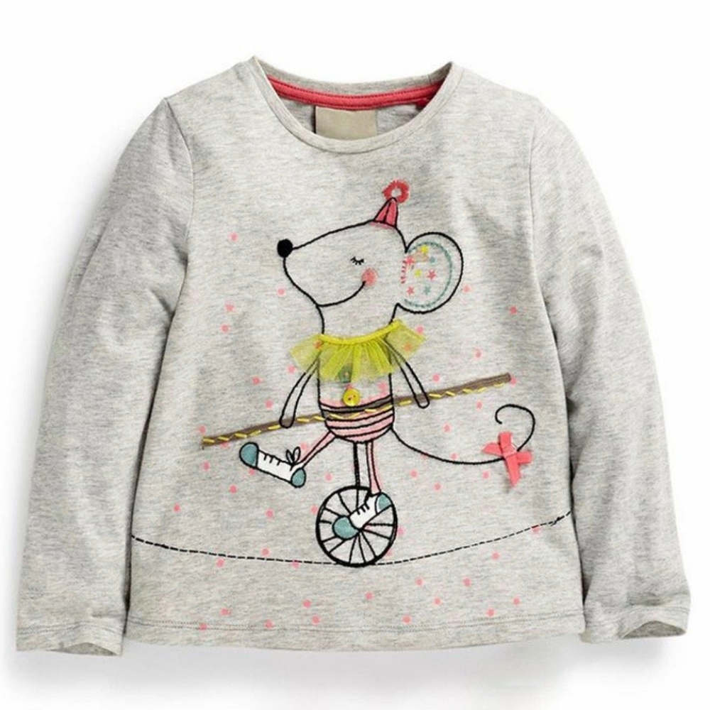 Mouse print long sleeve girl shirt